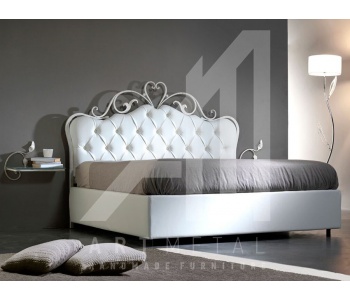 μεταλλικό κρεβάτι με καπιτονέ κεφαλάρι Art 3013-015